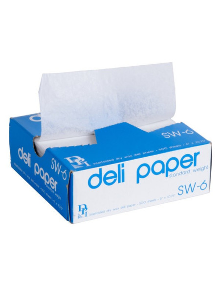 6" x 10 3/4" l Interfolded Deli Wrap Wax Paper - 500/Box  6000/Case