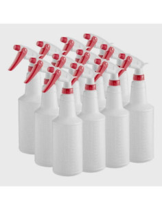Chemical 32 oz. Red Plastic Bottle / Sprayer - 4/Pack