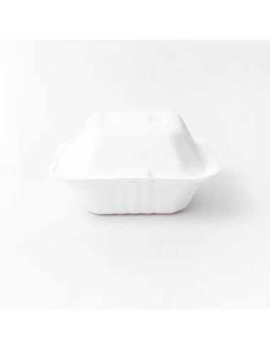 Greenprint Paper Pulp Disposable Tableware - 6 x 6 Inch Burger Box, 500 case count.