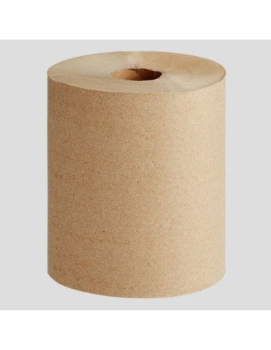 Janitorial 8" Natural Kraft Hardwound Paper Towel, 800 Feet / Roll - 6/Case