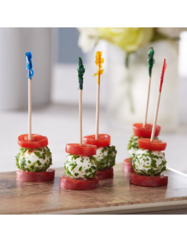 4" Frill Club Food Pick with Assorted Colors -...