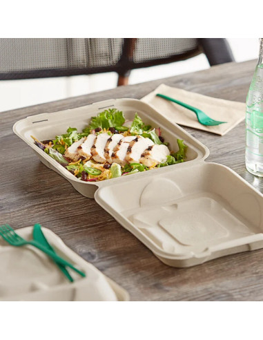 9" x 9" x 3" Compostable PLA Lined Fiber...