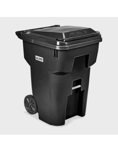 Trash Can with Wheels - 95 Gallon, Black