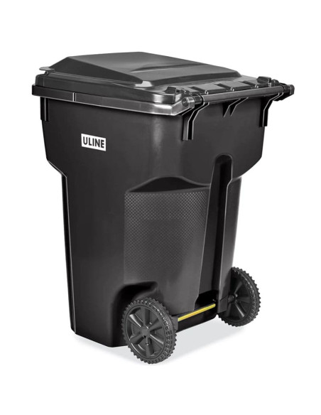 Trash Can with Wheels - 95 Gallon, Black