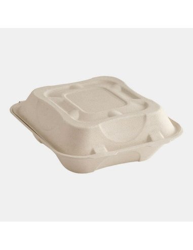 Dart Compostable Fiber Clamshell 8" x 8" x 3" - 300/Case