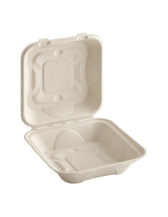 Dart Compostable Fiber Clamshell 8" x 8" x 3" - 300/Case 2