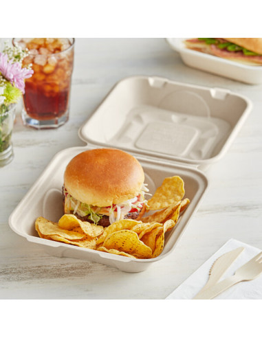 Dart Compostable Fiber Clamshell 8" x 8" x 3" -...