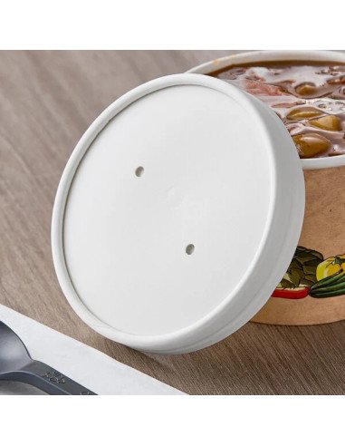 8 oz. White Paper Soup / Hot Food Cup Vented Lid - 500/Case