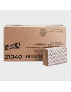Genuine Joe® Multifold Paper Towels, 1-Ply, Brown 4,000...
