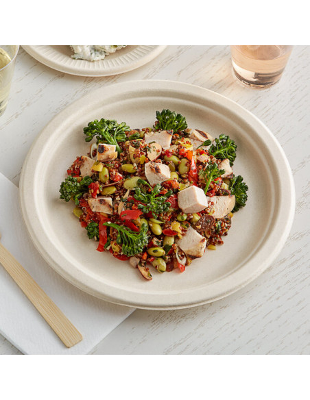 9" No PFAS Added Round Compostable Fiber Plate - 500/Case
