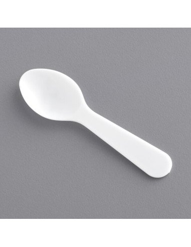 3" White Plastic Tasting Spoon - 3000/Case