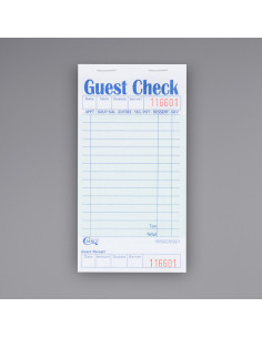 2 Part Green and White Carbonless Guest Check with Bottom...