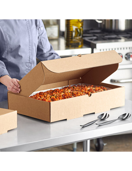 21" x 13" x 4" Deep Full Pan Corrugated Catering Box - 25/Case
