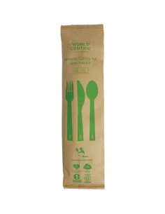 6.7" Bamboo Utensil Sets Individually Wrapped W/Napkin |... 2