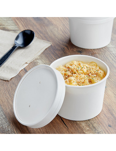 Solo 12 oz. White Double Poly-Coated Paper Food Cup with Vented Paper Lid - 250/Case
