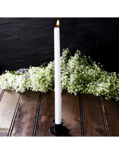 15" White 10 Hour Taper Candle - 144/Case