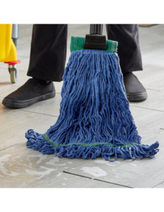 Lavex Pro 24 oz. N.32 Blue Rayon Blend Looped End Wet Mop...