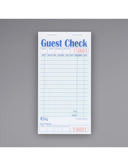 2 Part Green and White Carbonless Guest Check with Bottom Guest Receipt - 50/Case