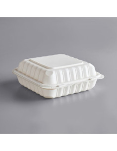 8" x 8" 1-Compartment Microwaveable White Mineral-Filled...