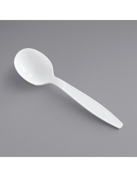 White Heavy Weight Plastic Soup Spoon - Case of 1000