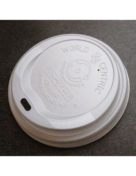CPLA Lid - Compostable Corn Plastic Fits 10-20 oz Hot Cup - 1000 count