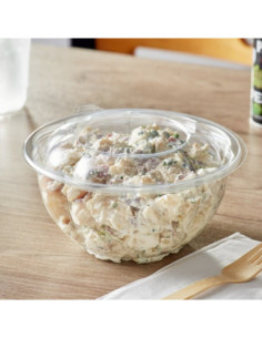 32 oz. Clear Plastic Salad Bowl with Lid - 150/Case 2