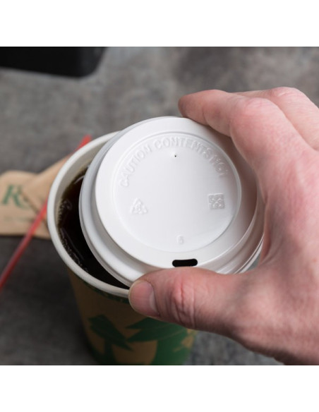 Solo Traveler White/Black Dome Hot Cup Lid with Sip Hole 12-20 oz - 1000/Case