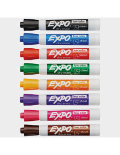Expo 80078 Assorted 8-Color Low-Odor Chisel Tip Dry Erase...