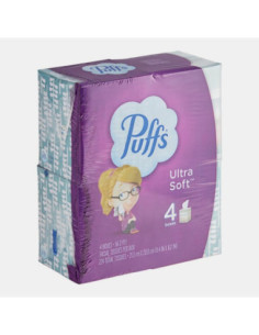 Puffs Ultra Soft 56 Sheet 4-Pack 2-Ply Facial Tissue Cube...