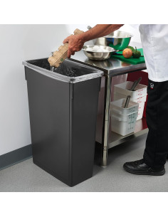 Winco Slender Trash Can, 23-Gallon, Black 2