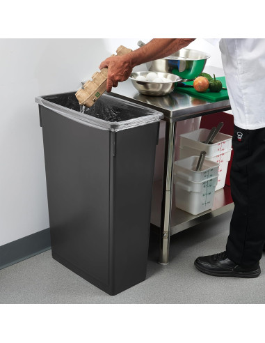 Winco Slender Trash Can, 23-Gallon, Black
