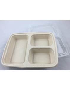 EccoCane 36oz 3-Compartment Sugarcane Bagasse Container 2