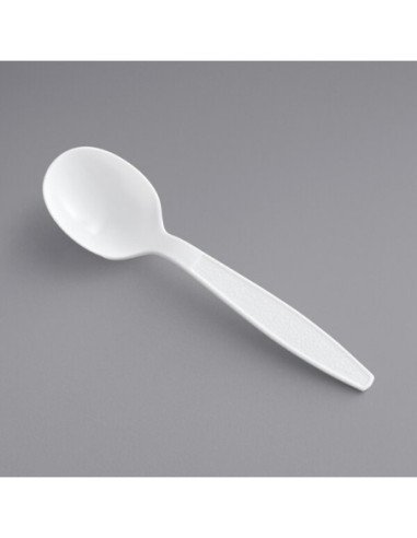 White Heavy Weight Plastic Soup Spoon - Case of 1000