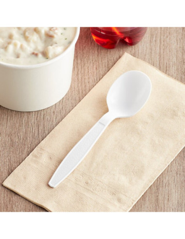 White Heavy Weight Plastic Soup Spoon - Case of...
