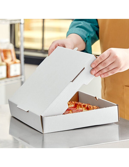 18" x 18" x 2" Customizable White Corrugated Plain Pizza Box - 50/Bundle
