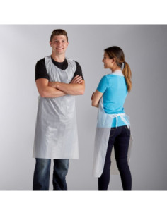 Disposable Heavy Weight White Poly Apron - 50-Box - 50/Box 2