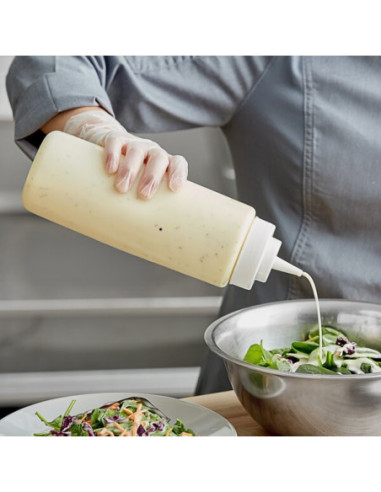 32 oz. Clear Wide Mouth Squeeze Bottle - 6/Pack