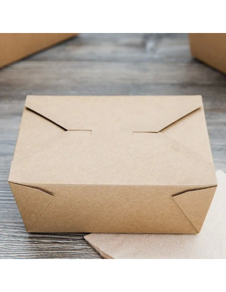 Kraft No 8 Microwavable Folded Paper Take-Out Container 6″ x 4 5/8″ x 2 1/2″ – 300/Case