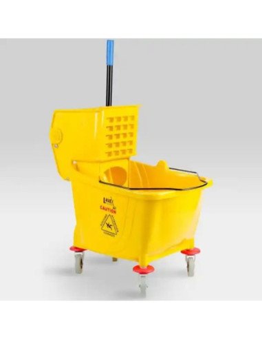 Lavex Janitorial 35 Qt. Yellow Mop Bucket & Side Press Wringer Combo