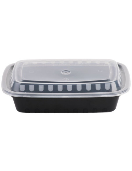 Black Rectangular 12oz. Microwavable Heavy Weight Container with Lid 150ct