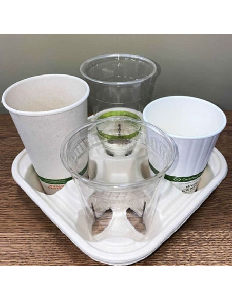 4 Cup Carrier Compostable Fiber