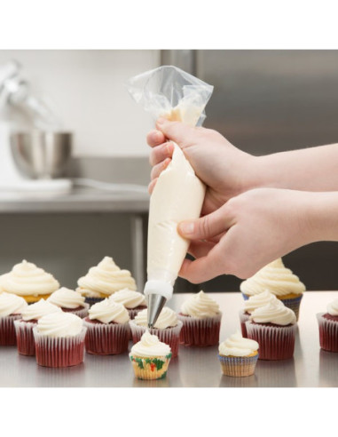12" High-Grip Clear Disposable Pastry Bag -...