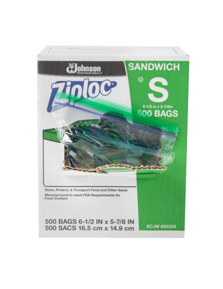 Ziploc 682255 6 1/2" x 5 7/8" Sandwich Bag - 500/Case