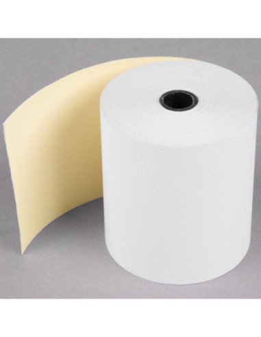 Point Plus 3" x 90' Carbonless 2-Ply Cash Register POS Paper Roll Tape - 50/Case