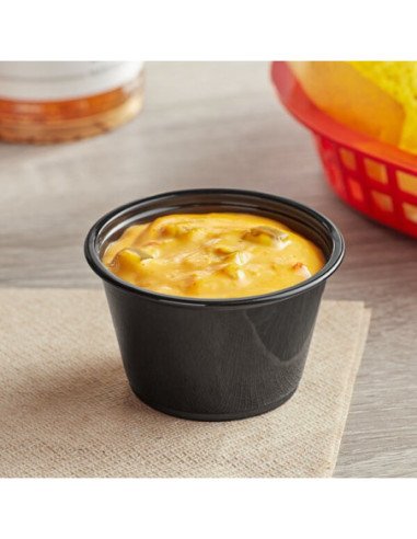 4 oz. Black Plastic Souffle Cup / Portion Cup - 2500/Case