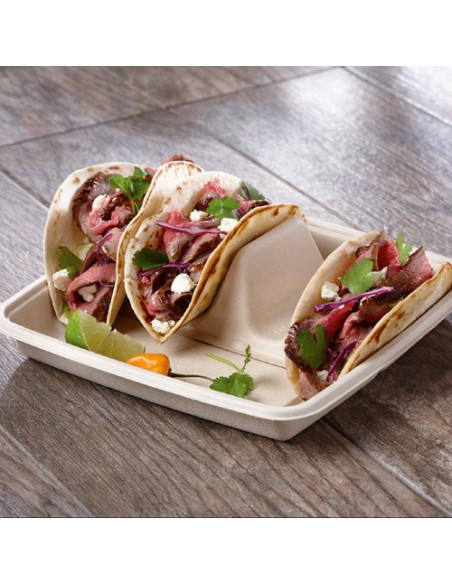 Sabert Pulp Fiber Compostable Taco or Hot Dog Divided Insert for Food Containers - 300/Case