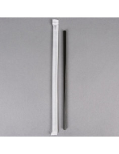 7 3/4" Super Jumbo Black Wrapped Straw 4000pc