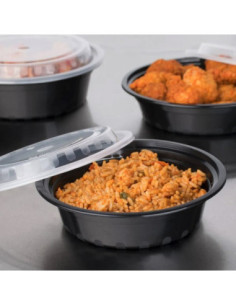 Black Round 16oz Microwavable Heavy Weight Container with...