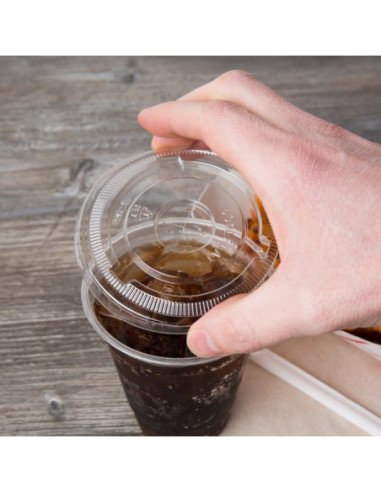 12-24 oz. Clear Flat Lid with Straw Slot 1000/Case