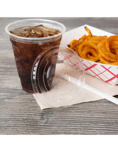 Clear Flat Lid with Straw Slot 14-24 oz. 98 mm...